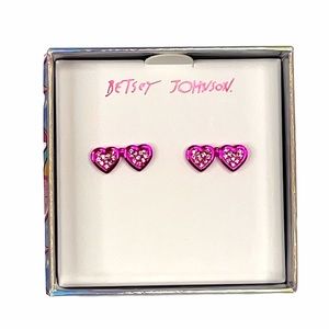 Betsey Johnson Heart Sunglass Earrings, Pink